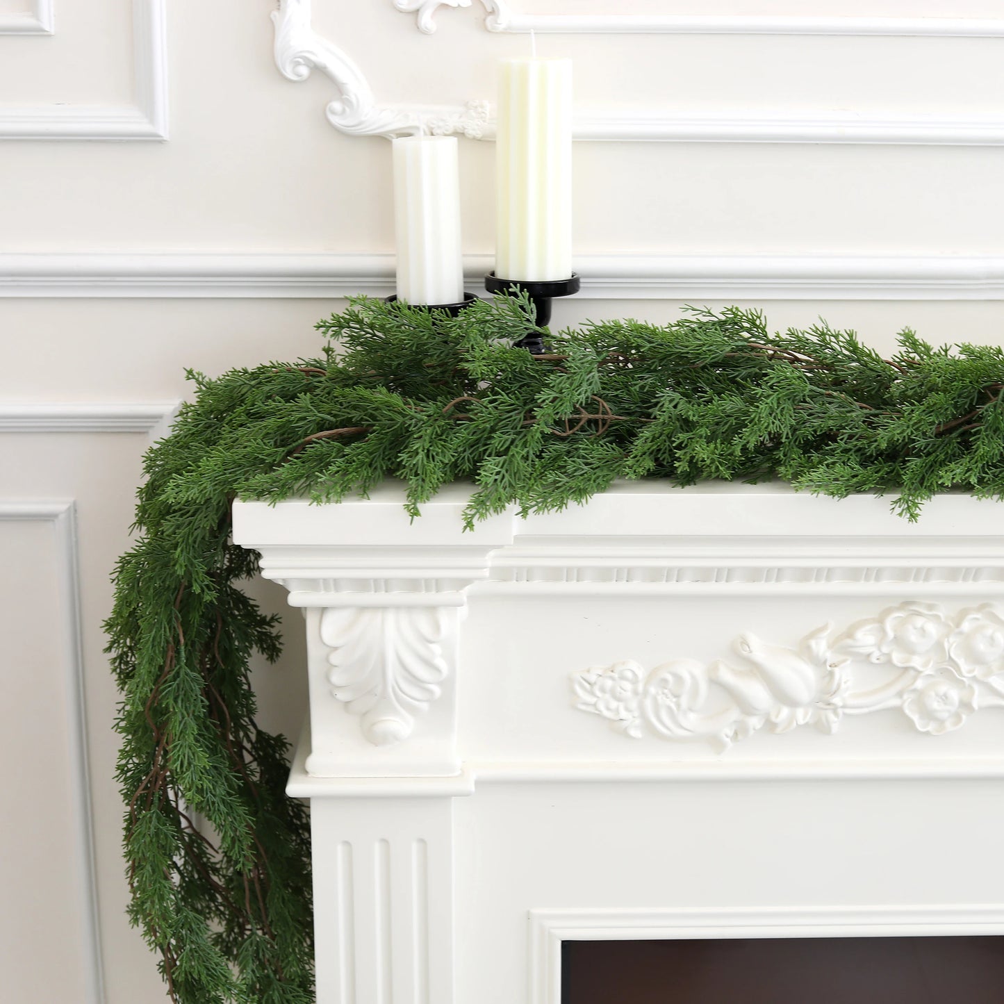 6 Ft Real Touch Pine Cedar Cypress Christmas Garland for Home Decorations - Artificial Greenery Festive Accents