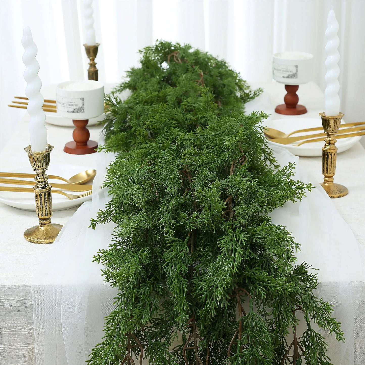 6 Ft Real Touch Pine Cedar Cypress Christmas Garland for Home Decorations - Artificial Greenery Festive Accents