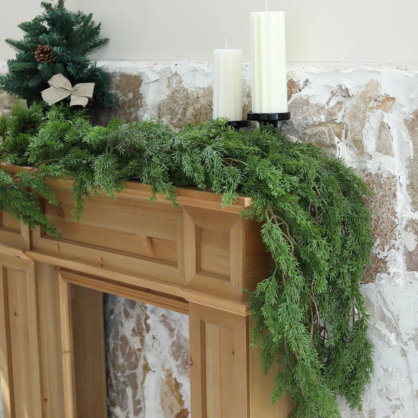 6 Ft Real Touch Pine Cedar Cypress Christmas Garland for Home Decorations - Artificial Greenery Festive Accents