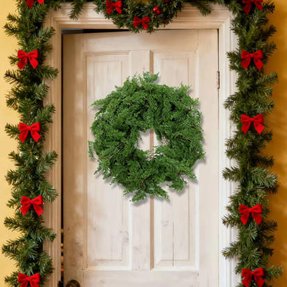 6 Ft Real Touch Pine Cedar Cypress Christmas Garland for Home Decorations - Artificial Greenery Festive Accents